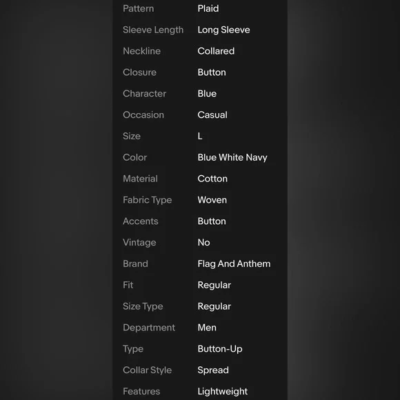 Flag & Anthem Mens Plaid Shirt Button Up Large Adult Blue Navy White NWT - Picture 13 of 13